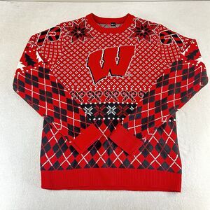 University Of Wisconsin Badgers Ugly Christmas Sweater Womens Size Small Red